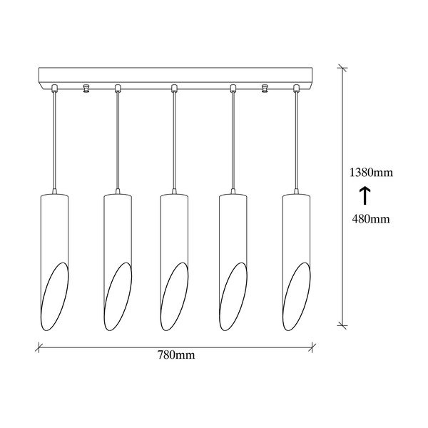 Czarna lampa wisząca z 5 kloszami Opviq lights Kesik-image-3