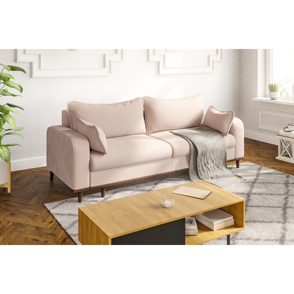 Beżowa sztruksowa sofa 220 cm Beata – Ropez-image-1