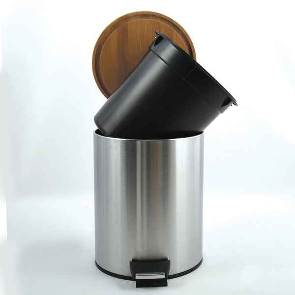 Stalowy kosz na śmieci z pedałem w kolorze matowego srebra 5 l   Adonis – Spirella-image-2