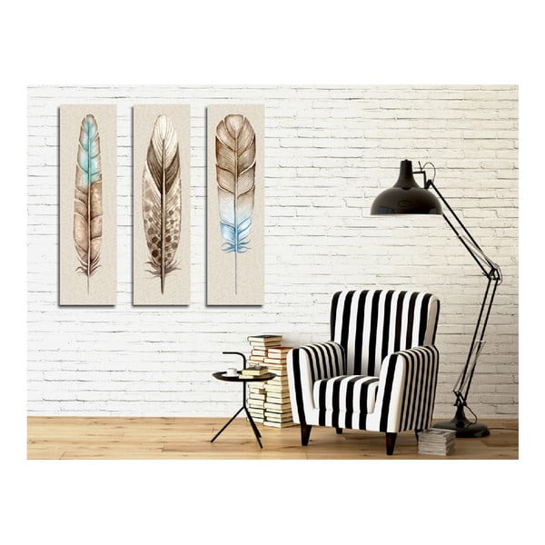 3-częściowy obraz na płótnie Feathers-image-1