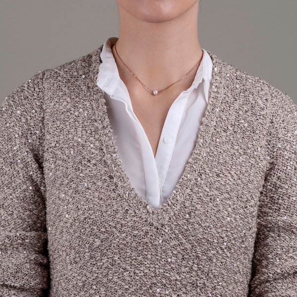 Damski łańcuszek ze stali nierdzewnej w złotym kolorze z perłą Emily Westwood-image-3