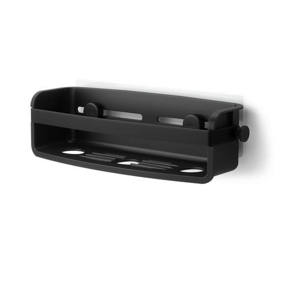 Czarna plastikowa półka łazienkowa bez wiercenia Flex Adhesive – Umbra