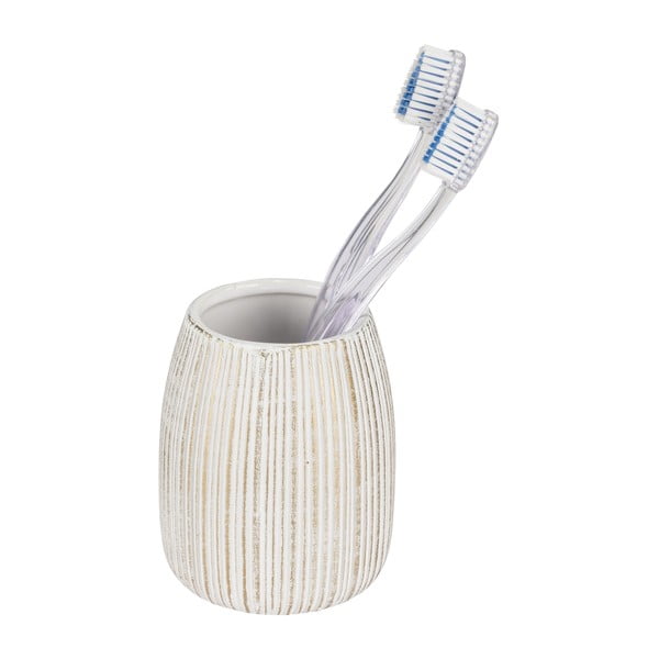 Ceramiczny kubek na szczoteczki do zębów w biało-złotym kolorze Pascoli – Wenko-image-2