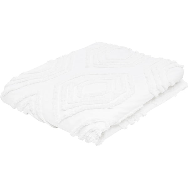 Biały bawełniany pled Westwing Collection Faye, 240x260 cm