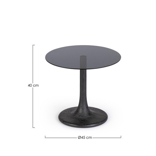 Okrągły stolik ze szklanym blatem ø 45 cm Aberdeen – Bizzotto-image-3
