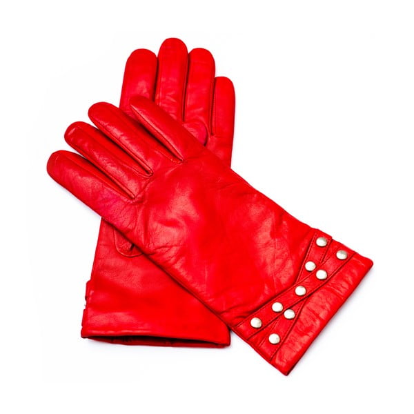 Damskie czerwone rękawiczki skórzane Pride & Dignity Madrid, rozmiar 7