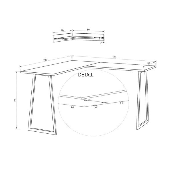 Komplet półki i biurka narożnego Tarly, wys. 75 cm-image-3