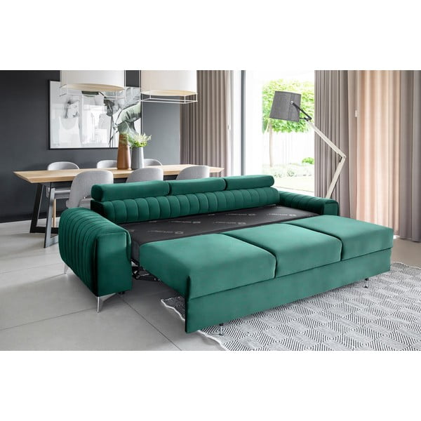 Zielona aksamitna rozkładana sofa 261 cm Laurence – ELTAP-image-4