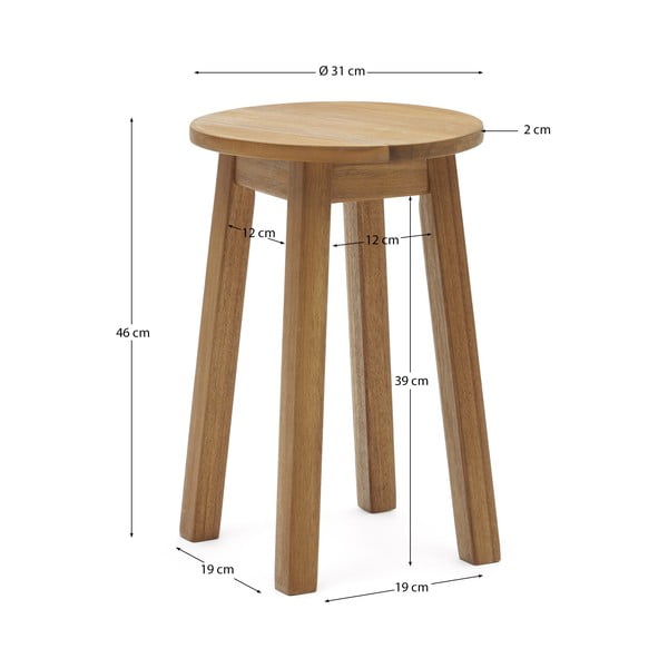 Stołek z litego drewna akacjowego w naturalnym kolorze Amel – Kave Home-image-4