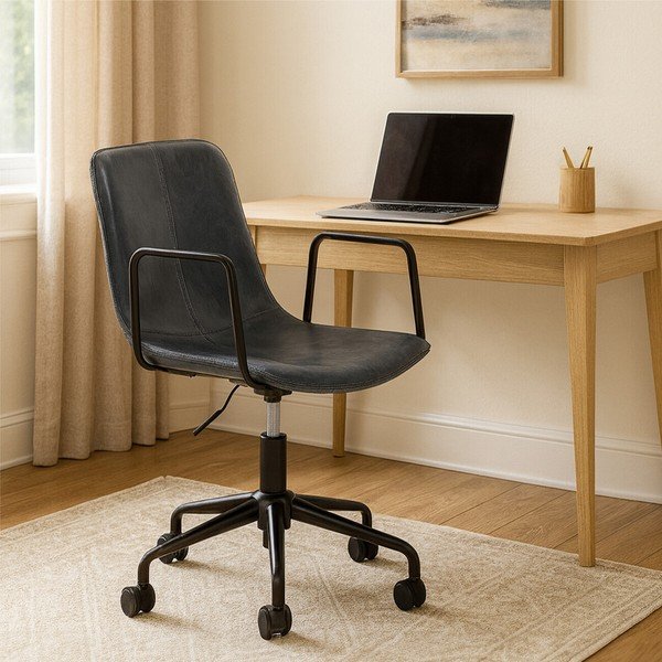 Ciemnoszare krzesło biurowe z imitacji skóry Branson – Premier Housewares-image-3