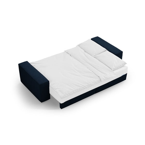 Ciemnoniebieska rozkładana sofa z materiału bouclé 247 cm Jodie – Micadoni Home-image-4