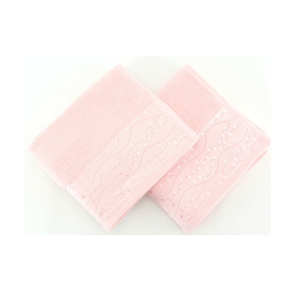 Zestaw 2 różowych ręczników z czystej bawełny Tomuruk, 50x90 cm