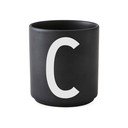 Czarny porcelanowy kubek Design Letters Alphabet C, 250 ml