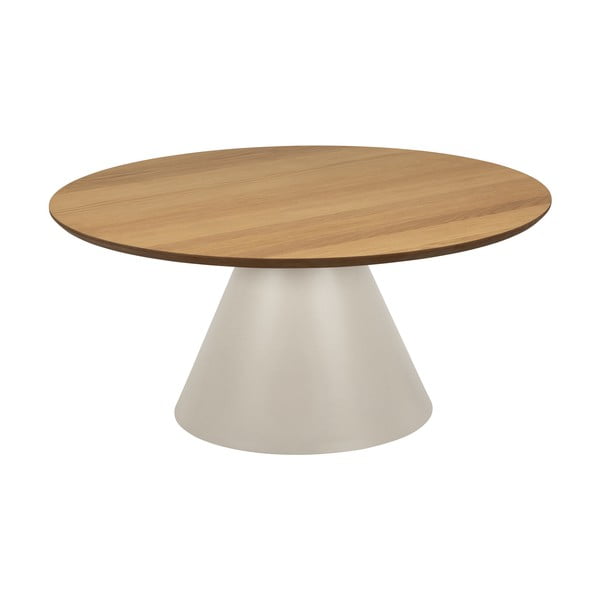 Kremowy okrągły stolik z blatem w dekorze dębu ø 85 cm Soli – Actona-image-2