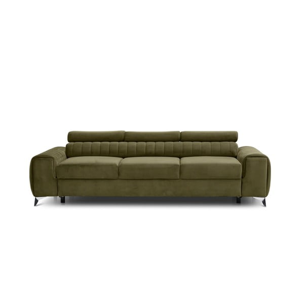Aksamitna rozkładana sofa w kolorze khaki 261 cm Laurence – ELTAP