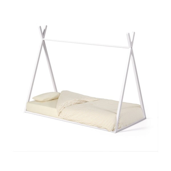 Białe łóżko dziecięce z litego drewna bukowego w kształcie domku ze stelażem 90x190 cm Maralis – Kave Home-image-4