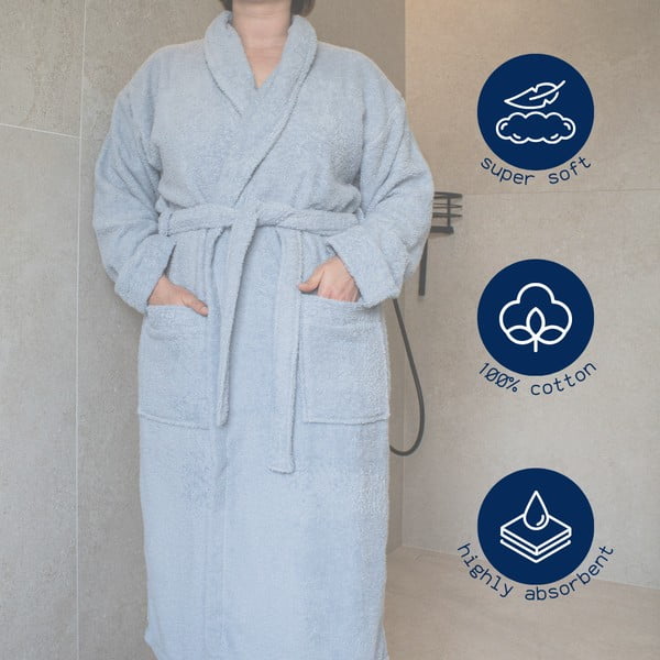 Biały bawełniany szlafrok w rozmiarze S/M Lindu – Tiseco Home Studio-image-1