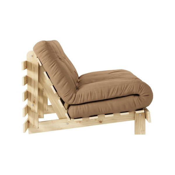 Sofa rozkładana z brązowym obiciem Karup Design Roots Raw/Mocca-image-4