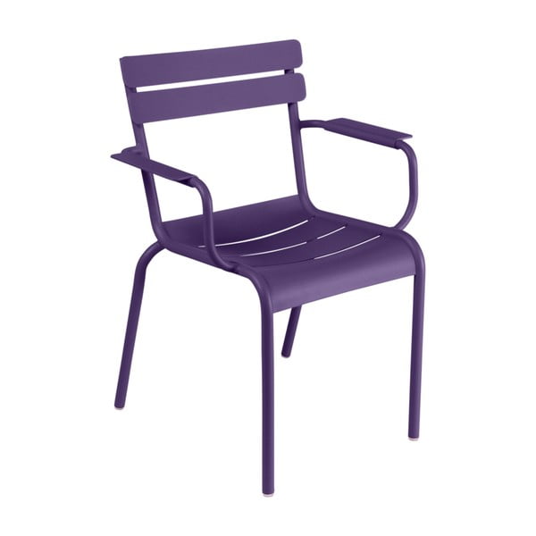 Fioletowe krzesło ogrodowe z podłokietnikami Fermob Luxembourg
