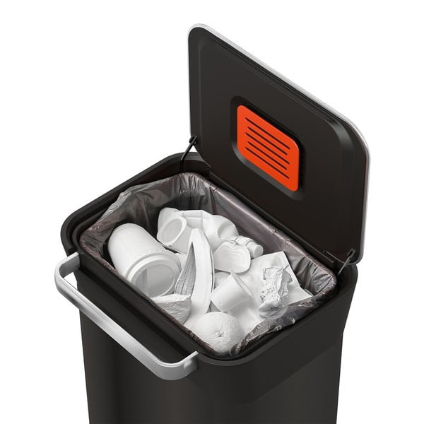 Czarny stalowy kosz na śmieci z pedałem 30 l Titan – Joseph Joseph-image-4