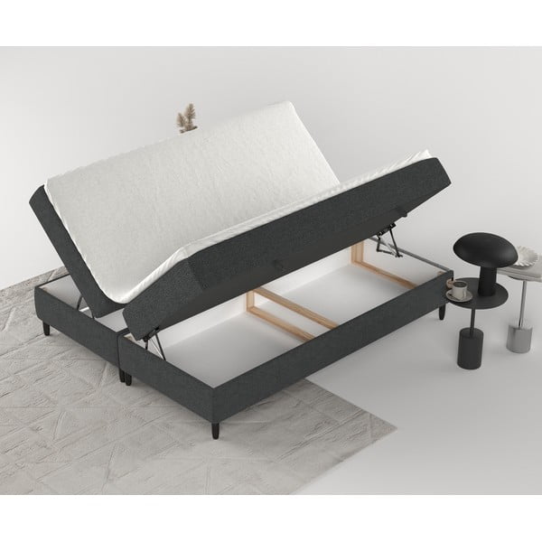 Ciemnoszare łóżko boxspring ze schowkiem 200x200 cm Malte – Maison de Rêve-image-3