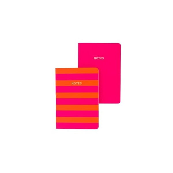 Komplet 2 różowo-pomarańczowych notesów A6 GO Stationery Stripe