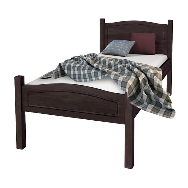 Ciemnobrązowe łóżko z litego drewna sosnowego Støraa Barney, 90x200 cm