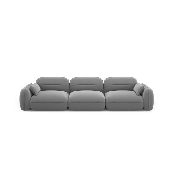 Jasnoszara aksamitna sofa 320 cm Audrey – Interieurs 86