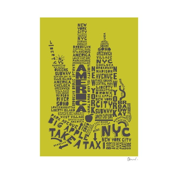 Plakat New York Green&Grey, 50x70 cm