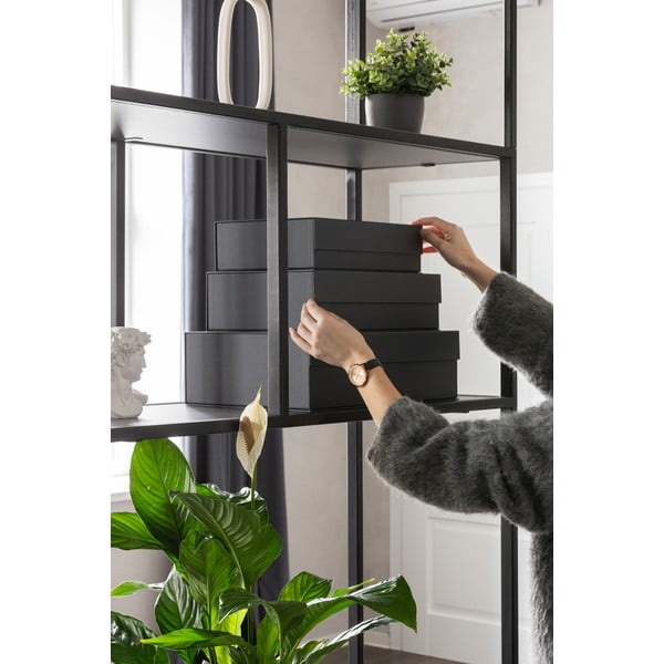 Ciemnoszare kartonowe pojemniki zestaw 3 szt. z pokrywką 42,5x29,5x13 cm Kian Paper Laminate – Bigso-image-1