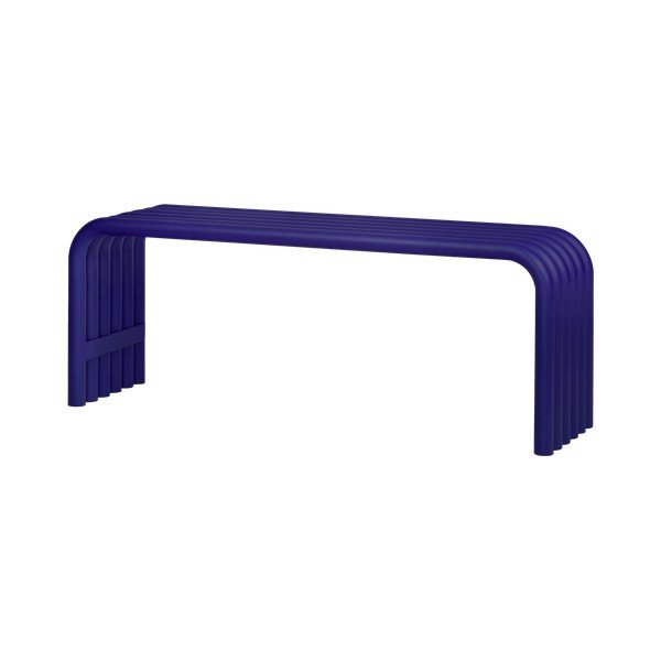 Niebieska metalowa ławka ogrodowa Nokk – noo.ma