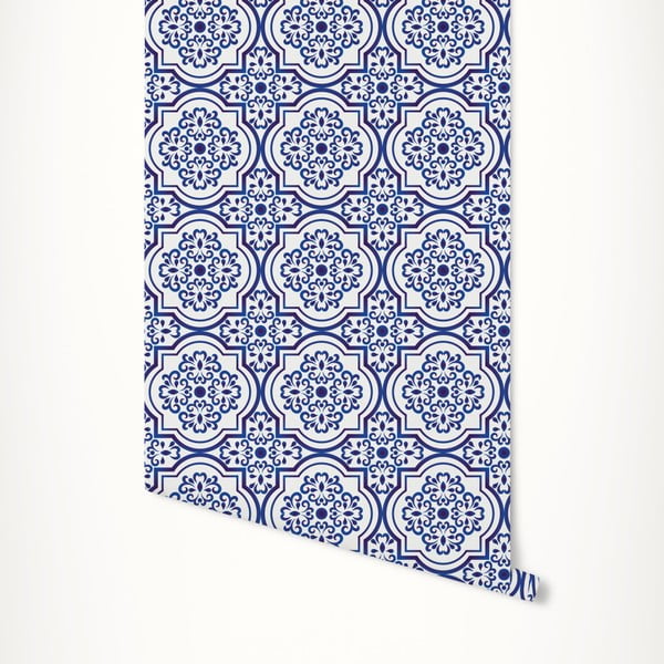Niebiesko-biała tapeta samoprzylepna LineArtistica Rhonda, 60x300 cm