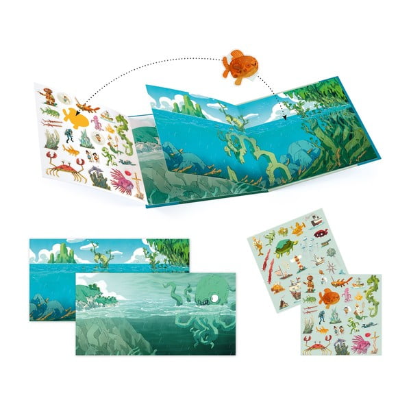 Zestaw książki i wielorazowych naklejek Djeco Sea Sticker Story