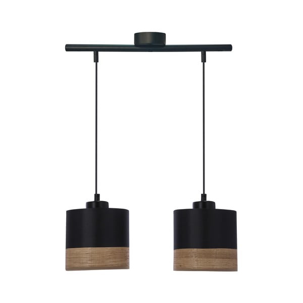 Czarna lampa wisząca z tekstylnym kloszem ø 15 cm Porto – Candellux Lighting