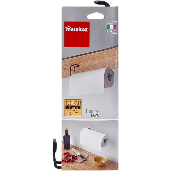 Czarny ścienny uchwyt na ręczniki kuchenne Metaltex-image-4