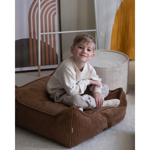 Brązowy sztruksowy dziecięcy worek do siedzenia Square – Wigiwama-image-2