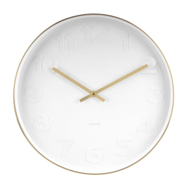 Biały zegar z elementami w kolorze złota Karlsson Mr. White, ⌀ 38 cm
