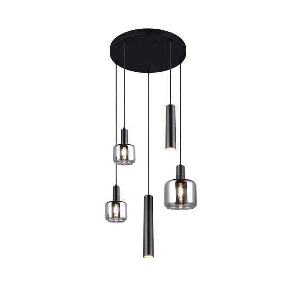 Czarna lampa wisząca z metalowo-szklanym kloszem ø 40 cm Mataro – Trio-image-1