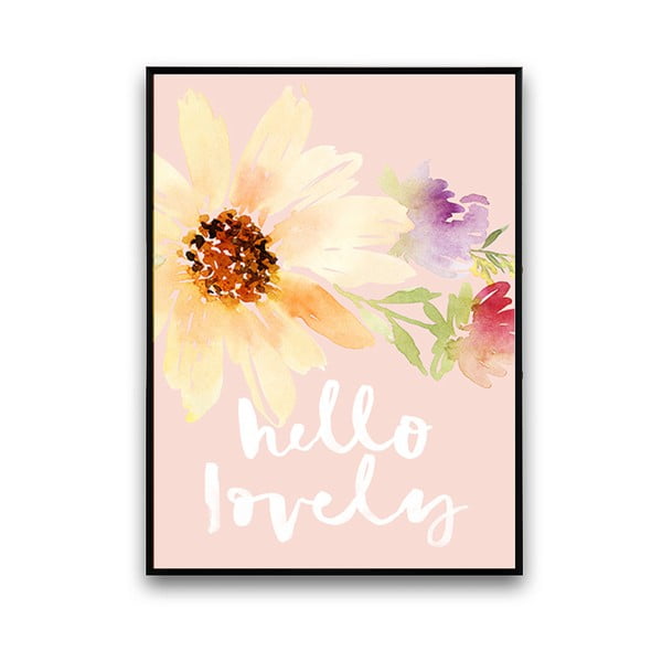 Plakat z kwiatami Hello Lovely, 30 x 40 cm