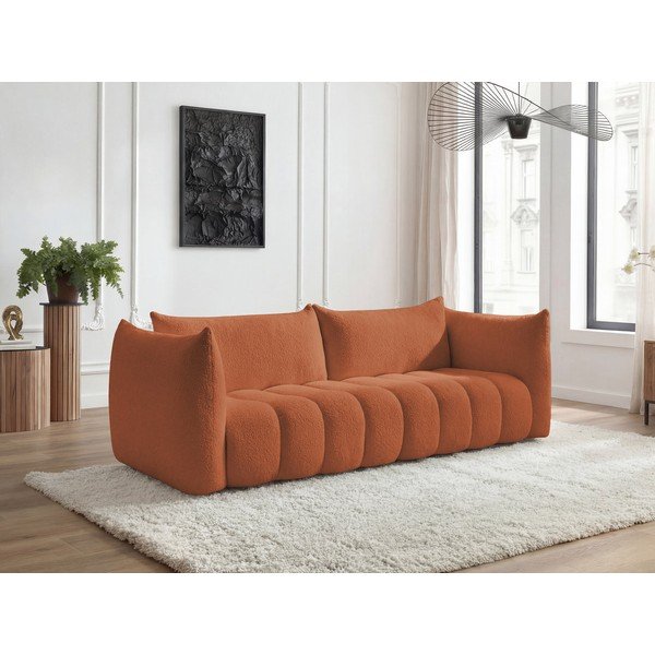 Pomarańczowa sofa z materiału bouclé 286 cm Azra – Bobochic Paris-image-1