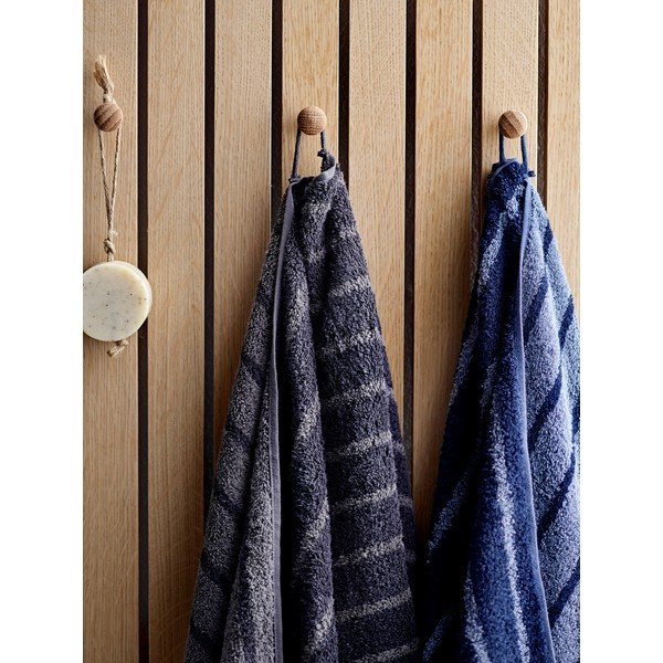 Niebieski ręcznik kąpielowy z bawełny frotte Södahl Stripes, 140x70 cm-image-1