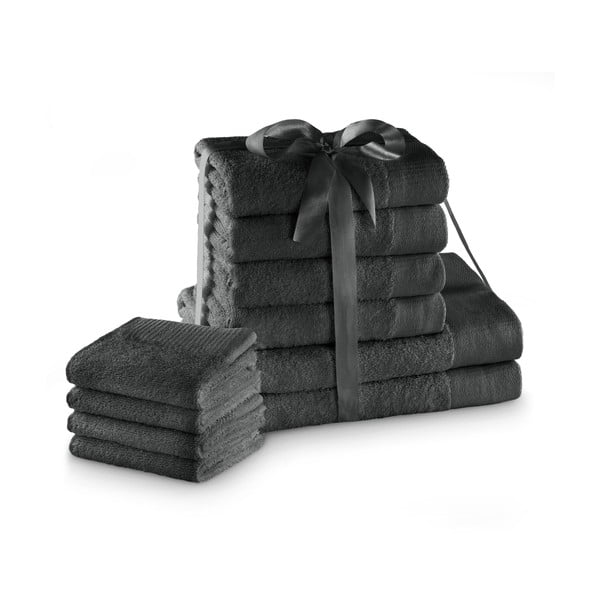 Ciemnoszare bawełniane ręczniki zestaw 10 szt. frotte Amari – Restilo