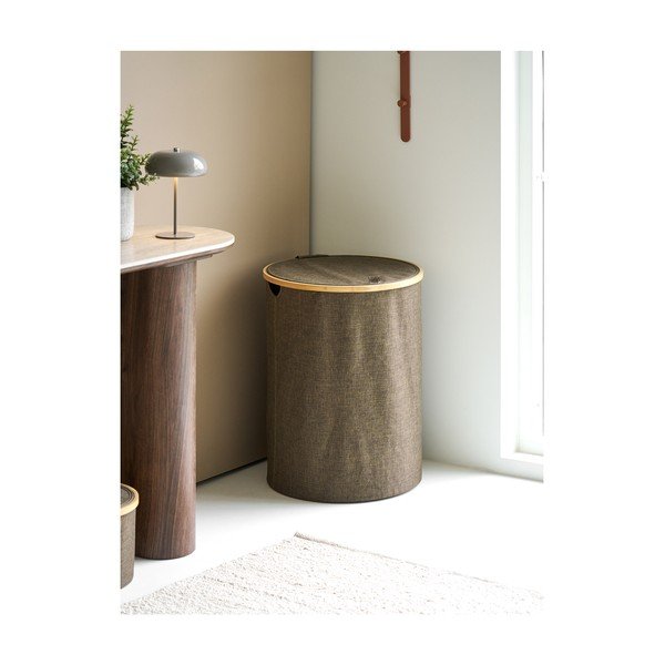 Brązowy tekstylny kosz na pranie Noto – House Nordic-image-1