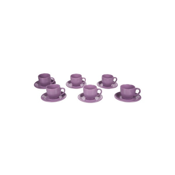 Zestaw fioletowych filiżanek ze spodkami Kaleidos Tea Provence, 6 szt.