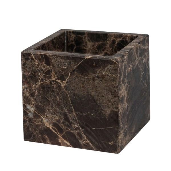 Ciemnobrązowy marmurowy organizer łazienkowy na waciki Marble – Mette Ditmer Denmark