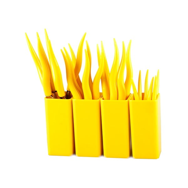 Zestaw 24 żółtych sztućców Vialli Design Tullio-image-1