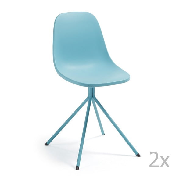 Zestaw 2 niebieskich krzeseł do jadalni La Forma Mint