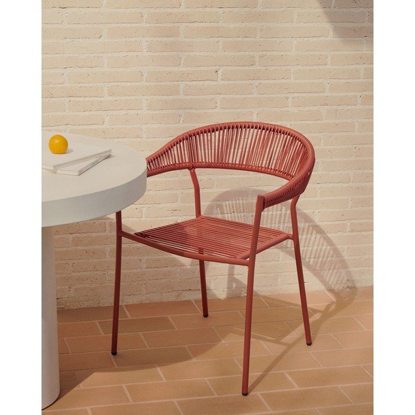 Ceglaste krzesła z imitacji rattanu zestaw 4 szt. Futadera – Kave Home-image-1