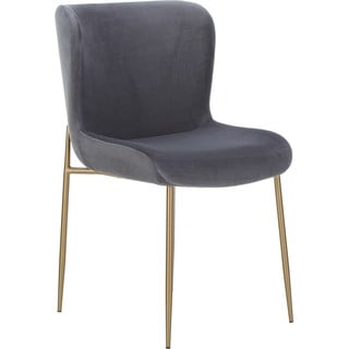 Szare tapicerowane krzesło z aksamitną powierzchnią Westwing Collection Tess