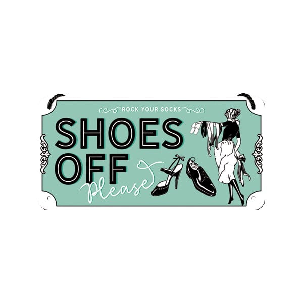 Dekoracyjna tabliczka ścienna Postershop Shoes Off